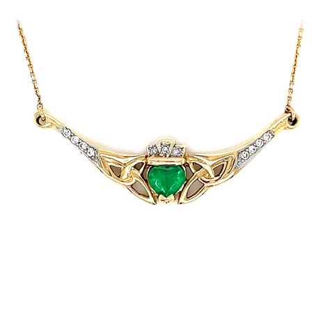 Claddagh Necklace With Emerald